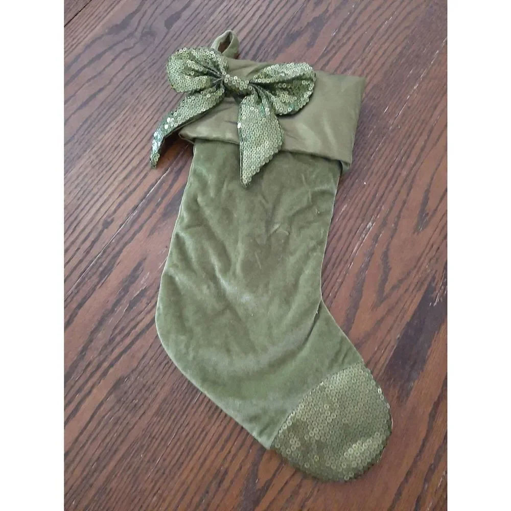 Lot 2 Fancy Christmas Holiday Stockings Red Gold Green